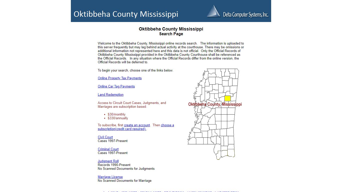 Oktibbeha County Mississippi - Delta Computer Systems